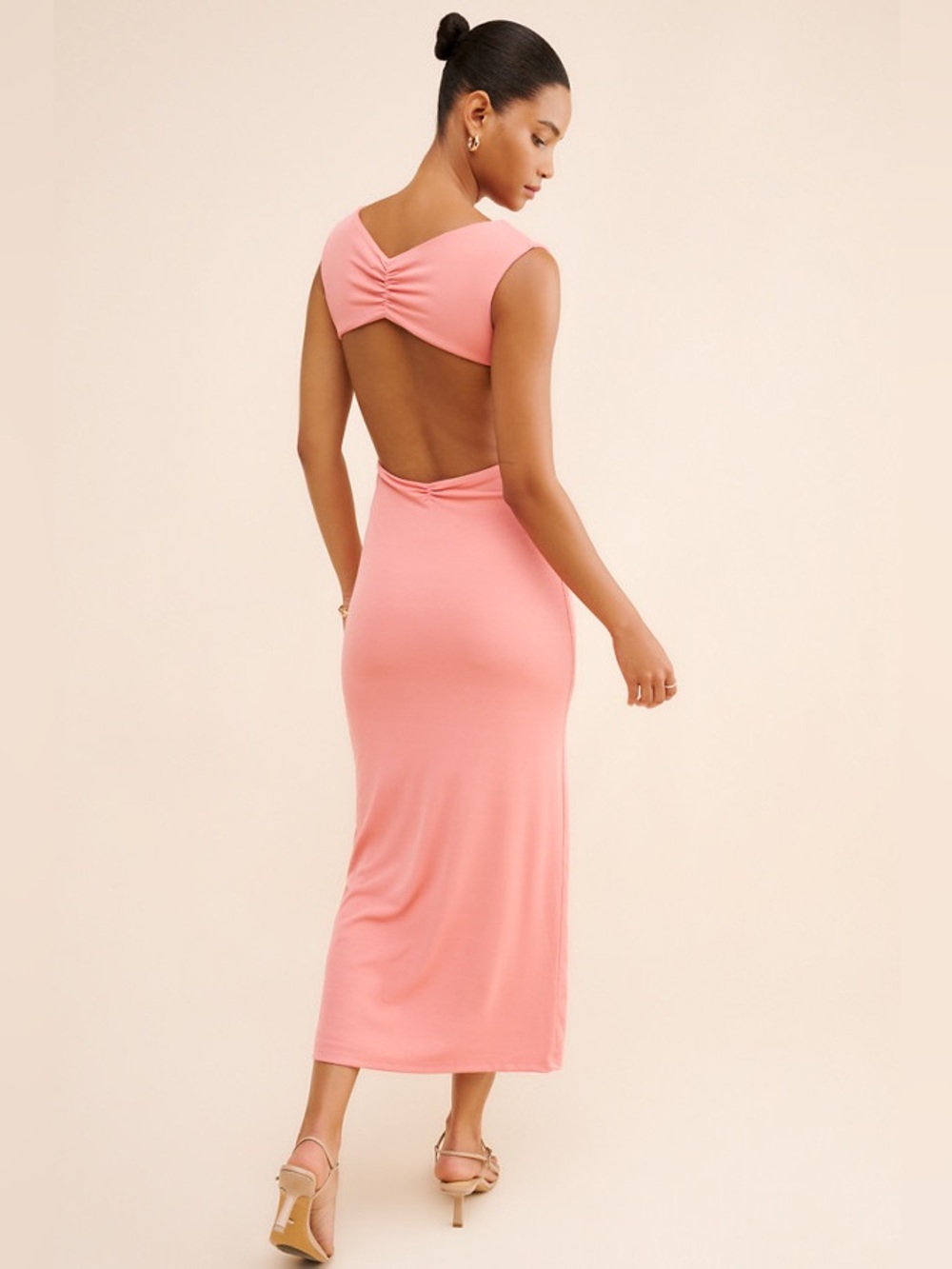 Ownley Zulu Midi Cowl Neck Open Back Dress - Mauve